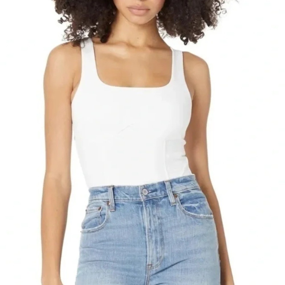 Abercrombie | Soft A&F Square Neck Structured Thong Bodysuit in White